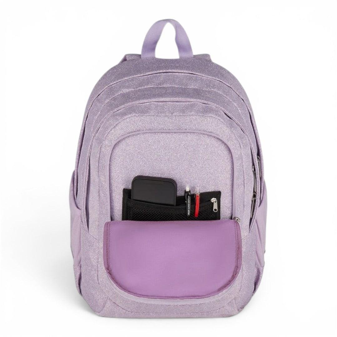 Zaino Seven Tech Shiny scuola effetto lucido capiente Rosa.