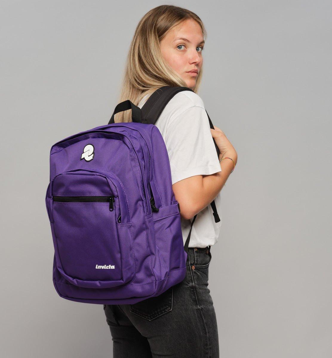 Zaino Invicta Jelek Plain Viola– Zaino scuola, università e lavoro resistente..