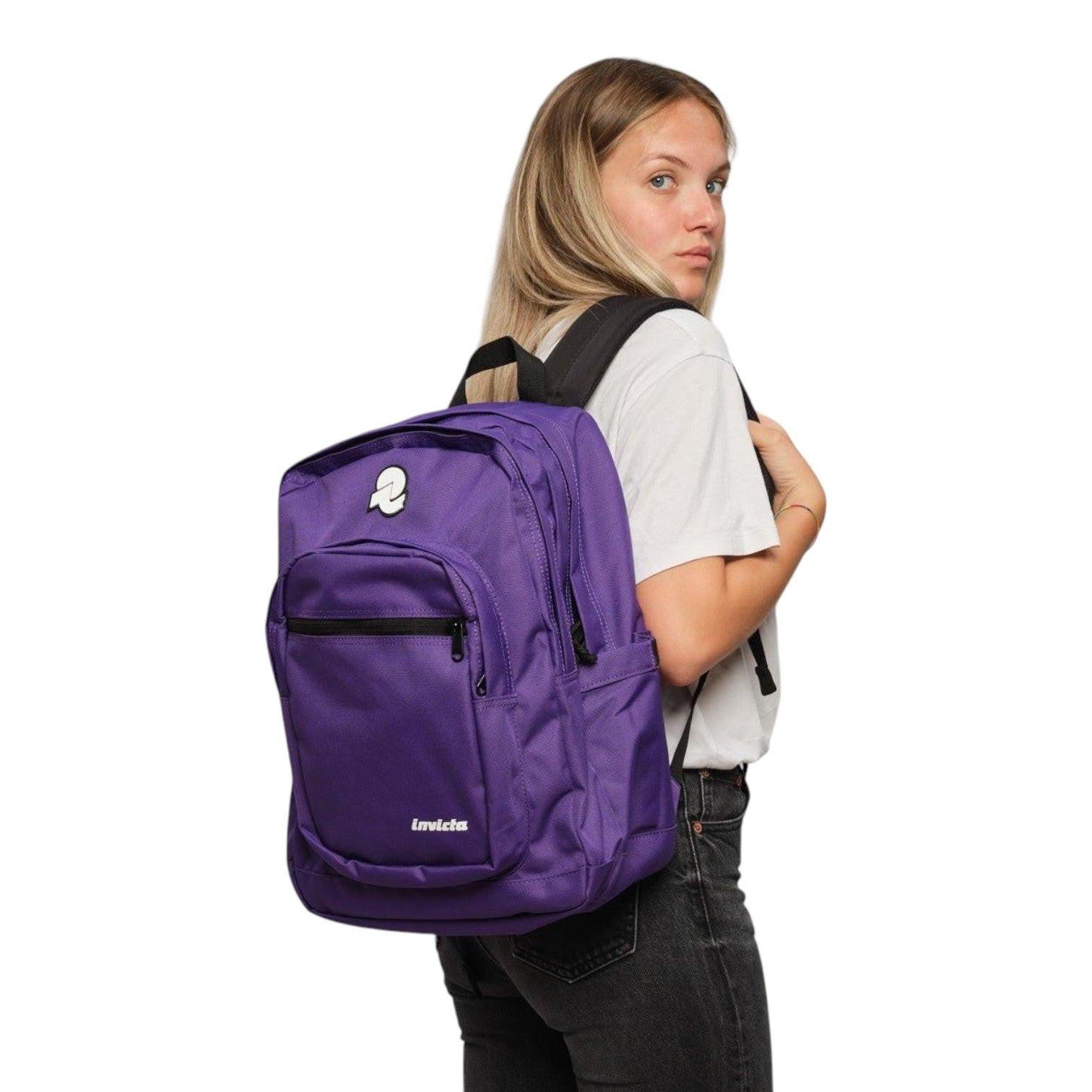 Zaino Invicta Jelek Plain Viola– Zaino scuola, università e lavoro resistente..
