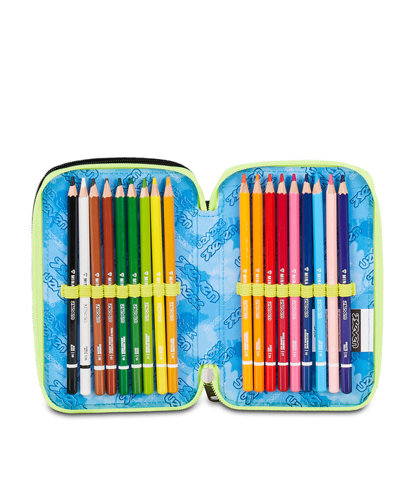 Astuccio Seven 3 Zip Buzzy Note Boy completo scuola.