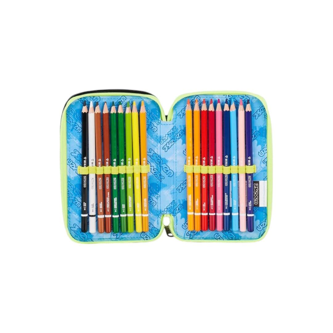 Astuccio Seven 3 Zip Buzzy Note Boy completo scuola.