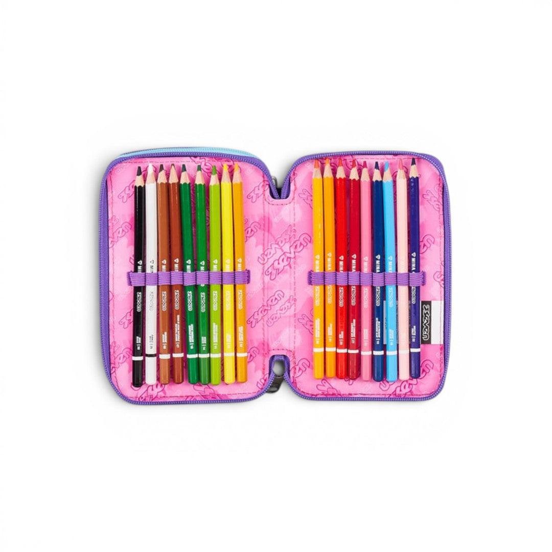 Astuccio Seven 3 Zip Lovepass completo scuola