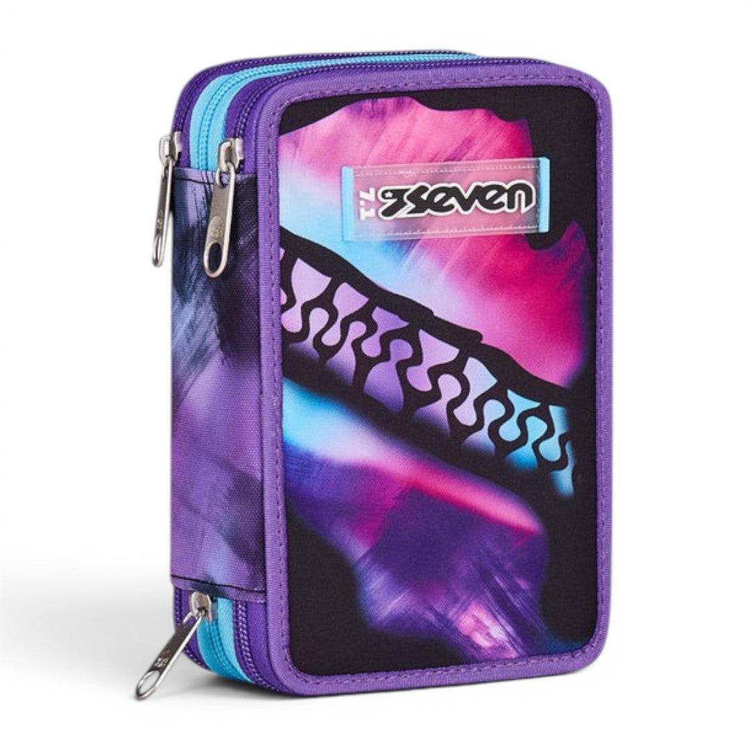 Astuccio Seven 3 Zip Pink Fusion completo scuola