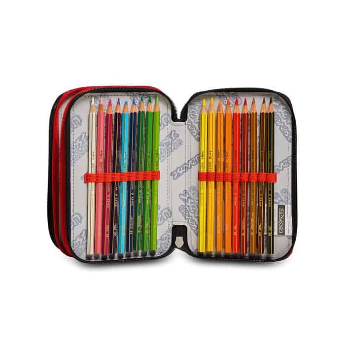 Astuccio 3 Zip Seven ROCK ON Boy - Completo di Accessori - Quiscuola