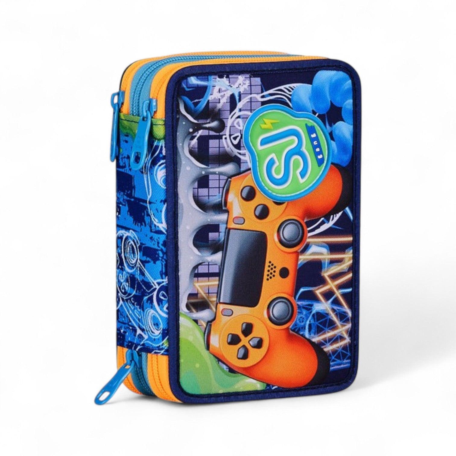 Astuccio scuola Seven SJ 3 zip Joyful Pins Boy.