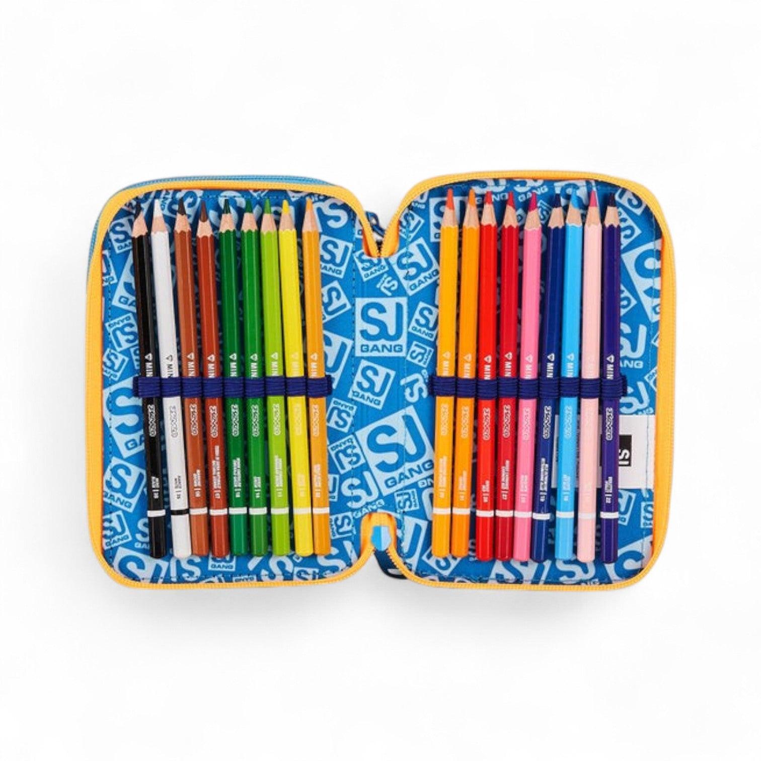 Astuccio scuola Seven SJ 3 zip Joyful Pins Boy.