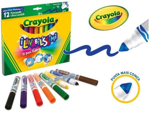 Pennarelli Crayola Lavabili Maxi 12 Colori Assortiti.