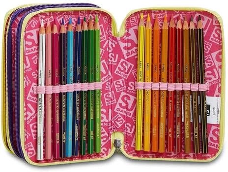 Astuccio 3 Zip SJ Gang Seven Multicolor Girl - Completo di Accessori - Quiscuola