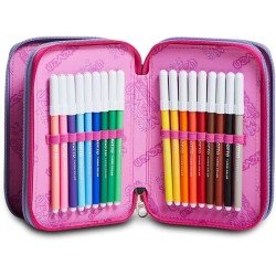 Astuccio 3 Zip Seven Virtual Girl - Completo di Accessori per la Scuola - Quiscuola