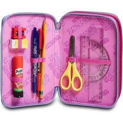Astuccio 3 Zip Seven Virtual Girl - Completo di Accessori per la Scuola - Quiscuola