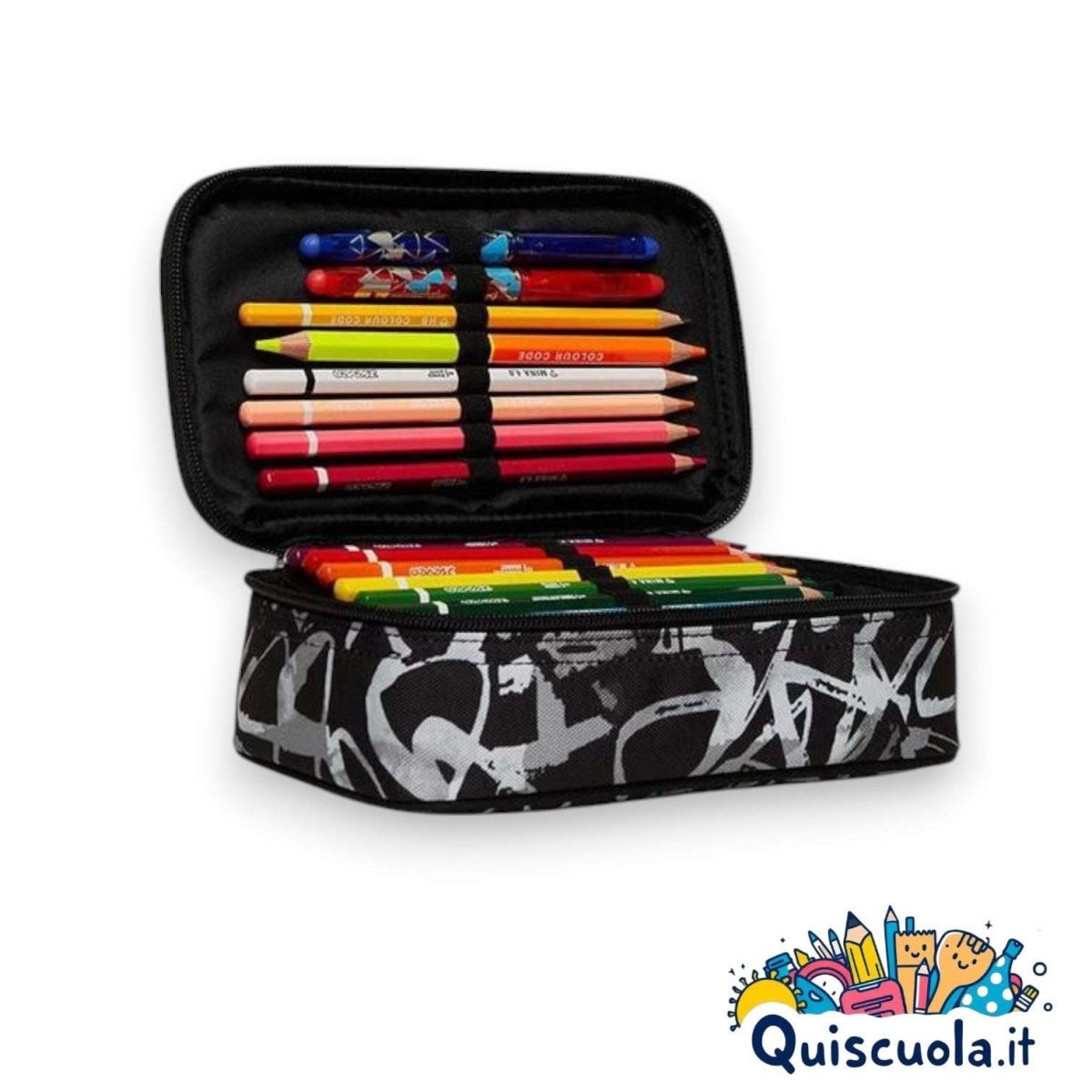 Astuccio Quick Case Seven Freethink Boy - Graffiti Style, Completo di 46 Accessori - Quiscuola