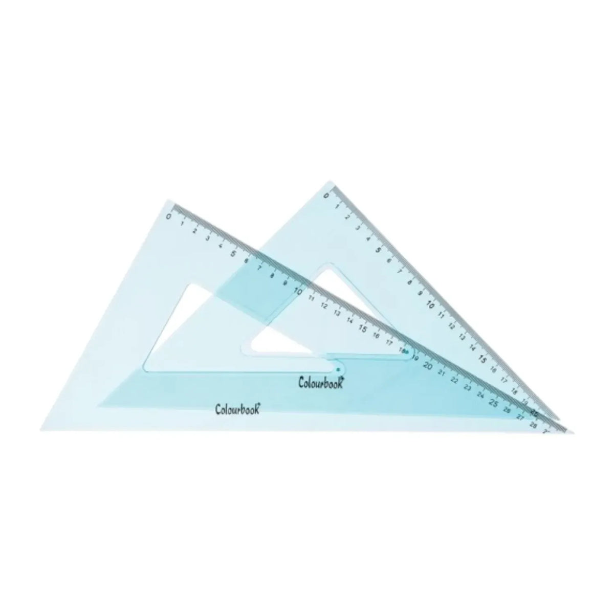 3. Kit disegno tecnico essenziale con album, balaustrone e squadre — Colourbook Coppia Squadre Trasparenti 35 cm 45° e 60°