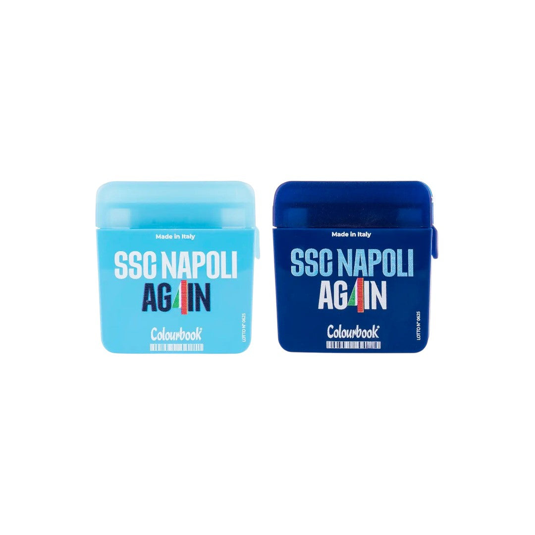 Temperamatite 2 fori con serbatoio SSC Napoli Again blu scuro e celeste