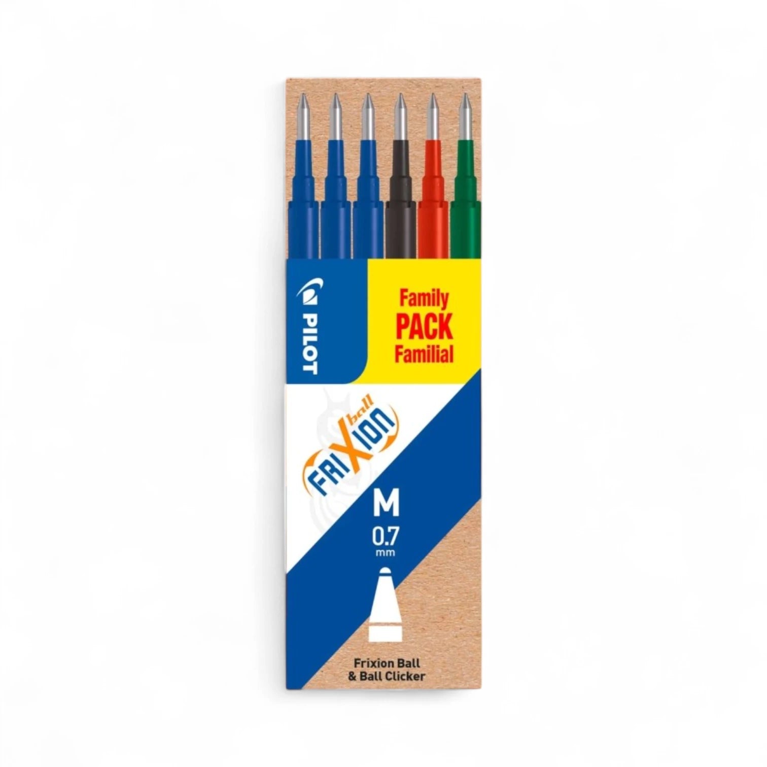 Ricariche Pilot Frixion Ball – Punta Media, 6 Pezzi, Blu Nero Multicolore