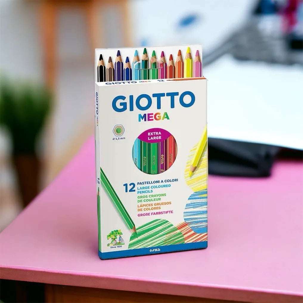 Pastelli Giotto Mega – Set da 12 e 24 Pezzi con Colori Vivaci - Quiscuola
