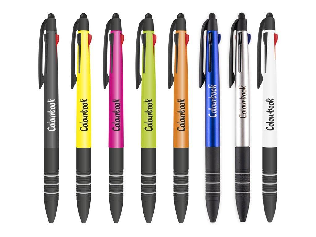 Penna a Sfera Touch Fluo Multiscatto – 3 Colori con Grip Ergonomico - Quiscuola