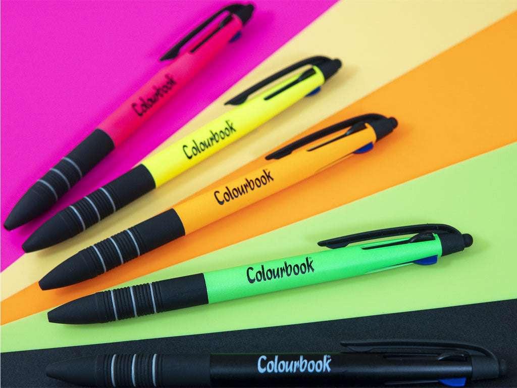 Penna a Sfera Touch Fluo Multiscatto – 3 Colori con Grip Ergonomico - Quiscuola