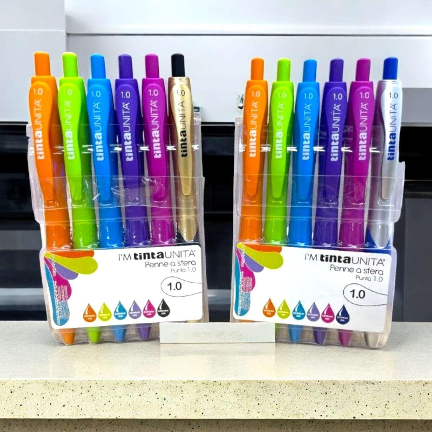 Set Penne Colorate 1.0 TintaUnita - 6 Penne a Sfera Soft Touch.
