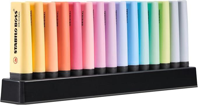 Stabilo BOSS ORIGINAL Pastel – Desk Set con 15 Evidenziatori.