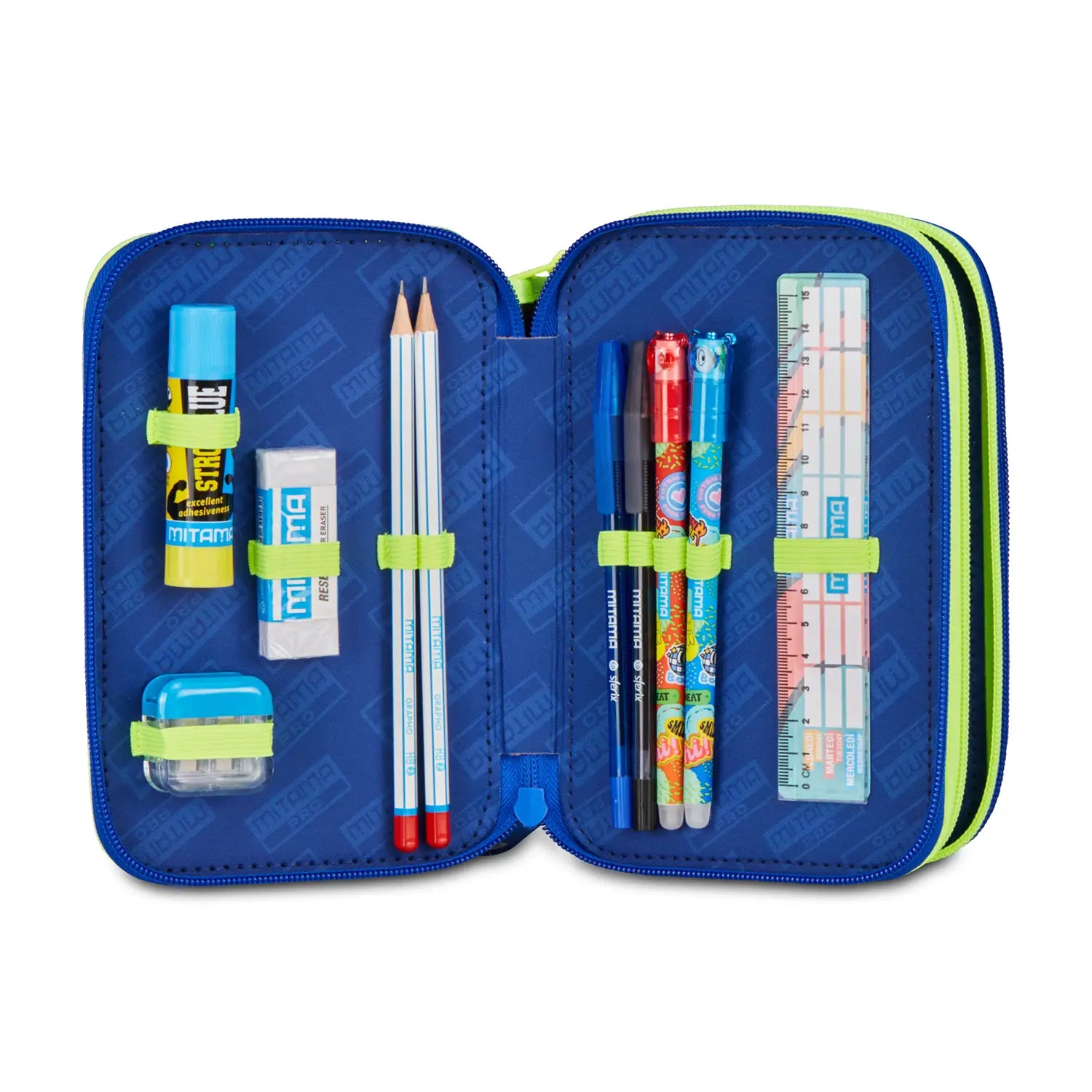 Astuccio scuola Mitama 3 scomparti completo 47 pezzi cibershark