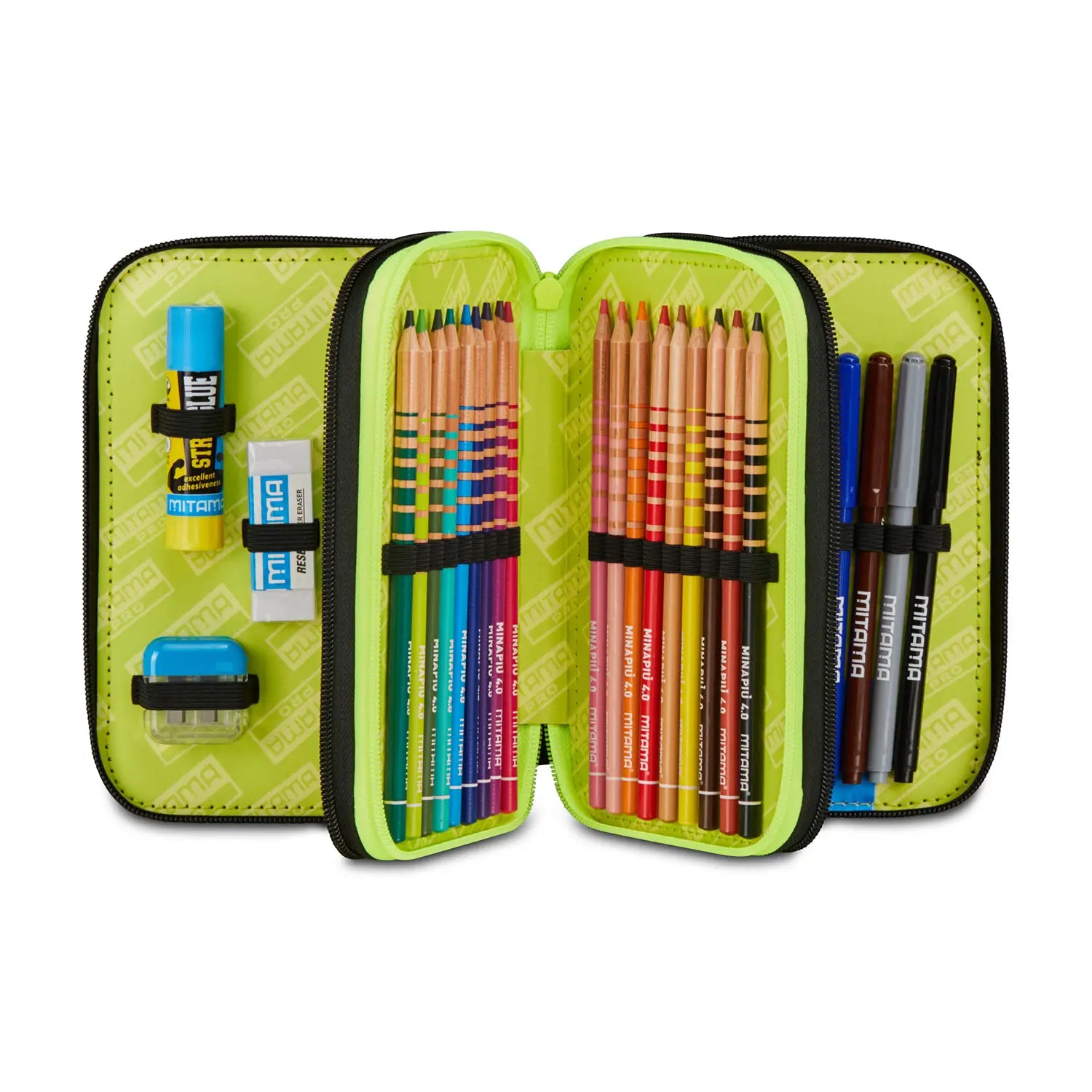 Astuccio scuola Mitama 3 scomparti completo 47 pezzi Inkstile