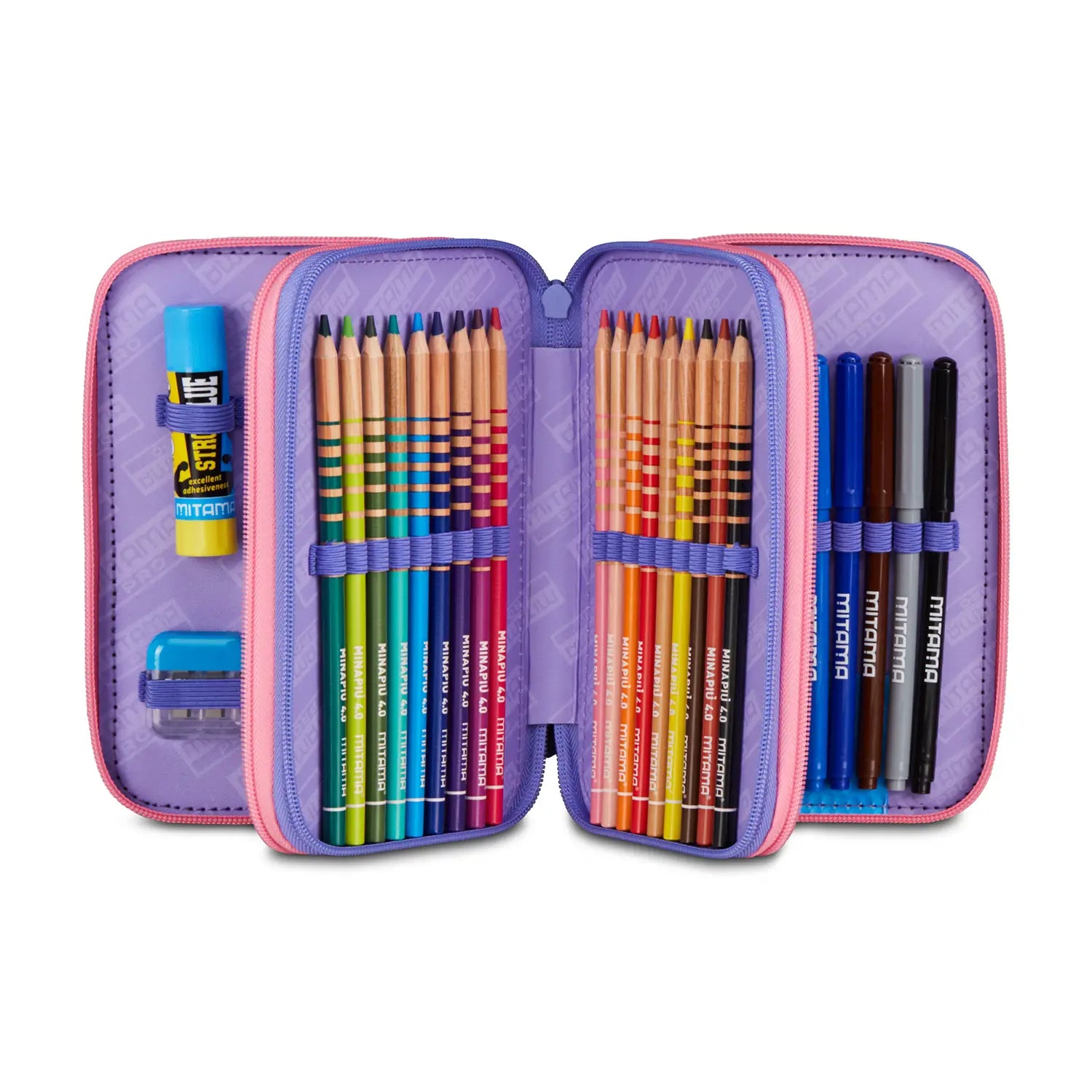 Astuccio scuola Mitama 3 scomparti completo 47 pezzi Fairyunicorn