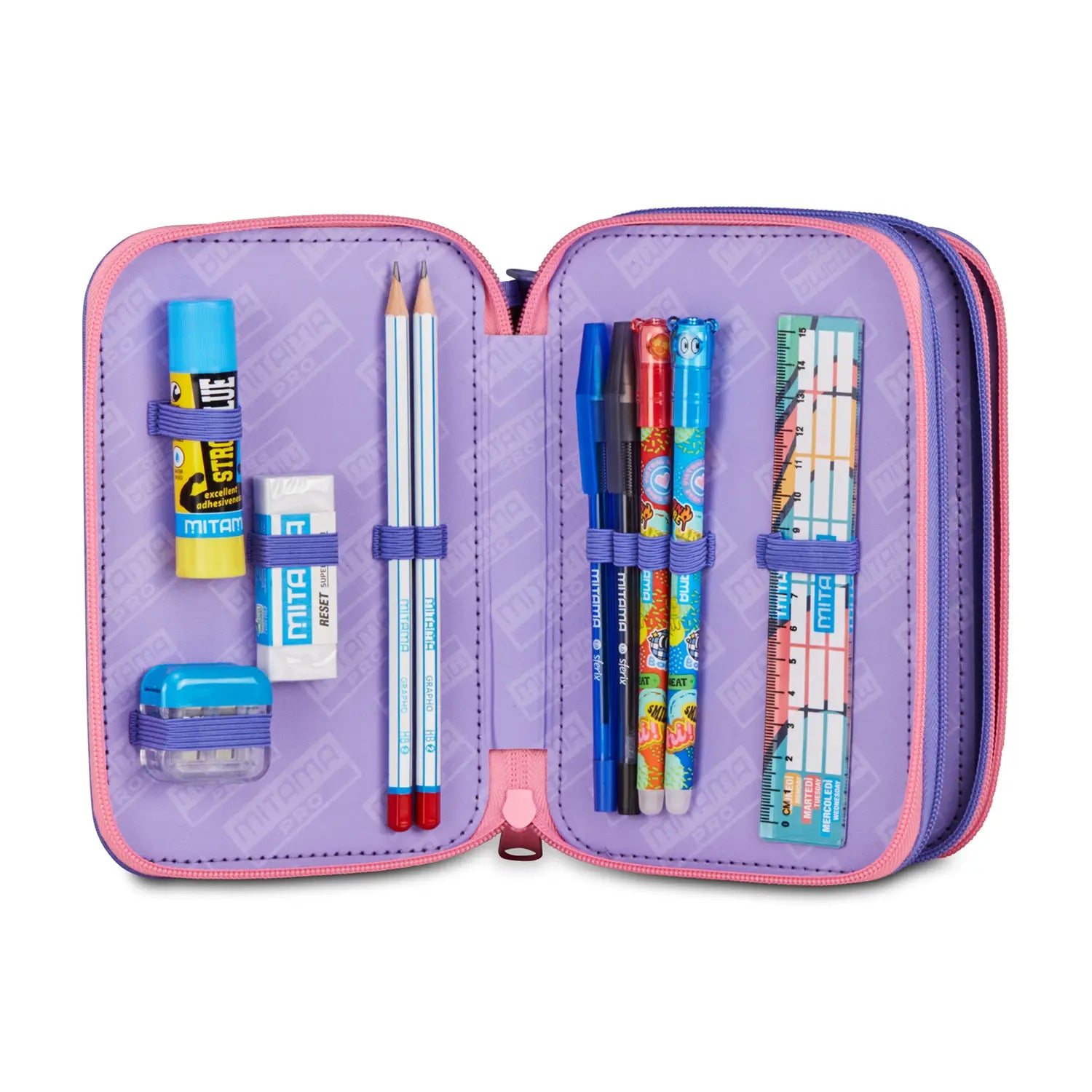 Astuccio scuola Mitama 3 scomparti completo 47 pezzi Fairyunicorn