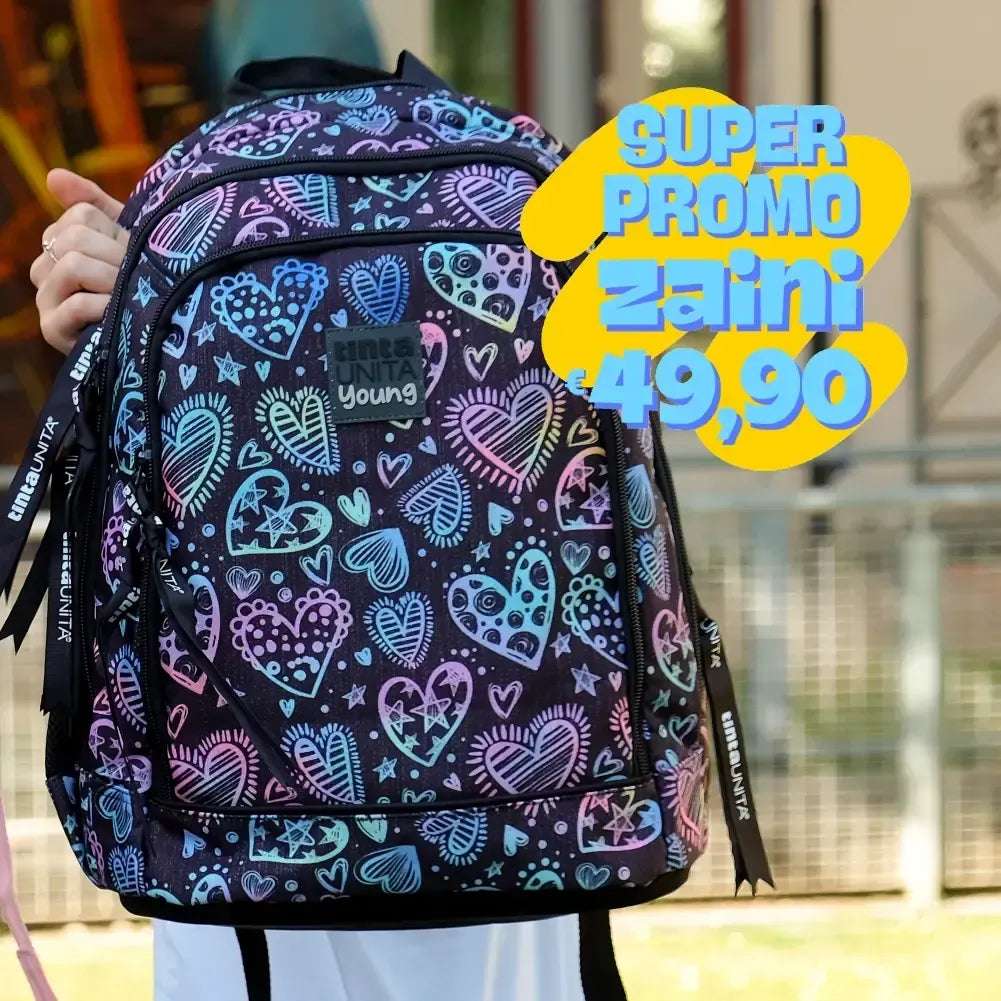 Zaino Dream Tinta Unita Cuore Nero – Collezione Scuola 2024/2025 - Quiscuola