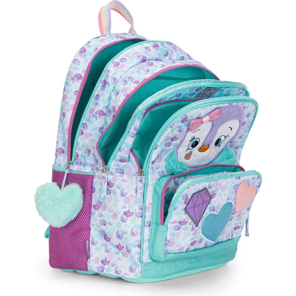 Zaino Organizzato Mofu Mofu Verde/Lilla – Comodità, Colore e Organizzazione per la Scuola - Quiscuola