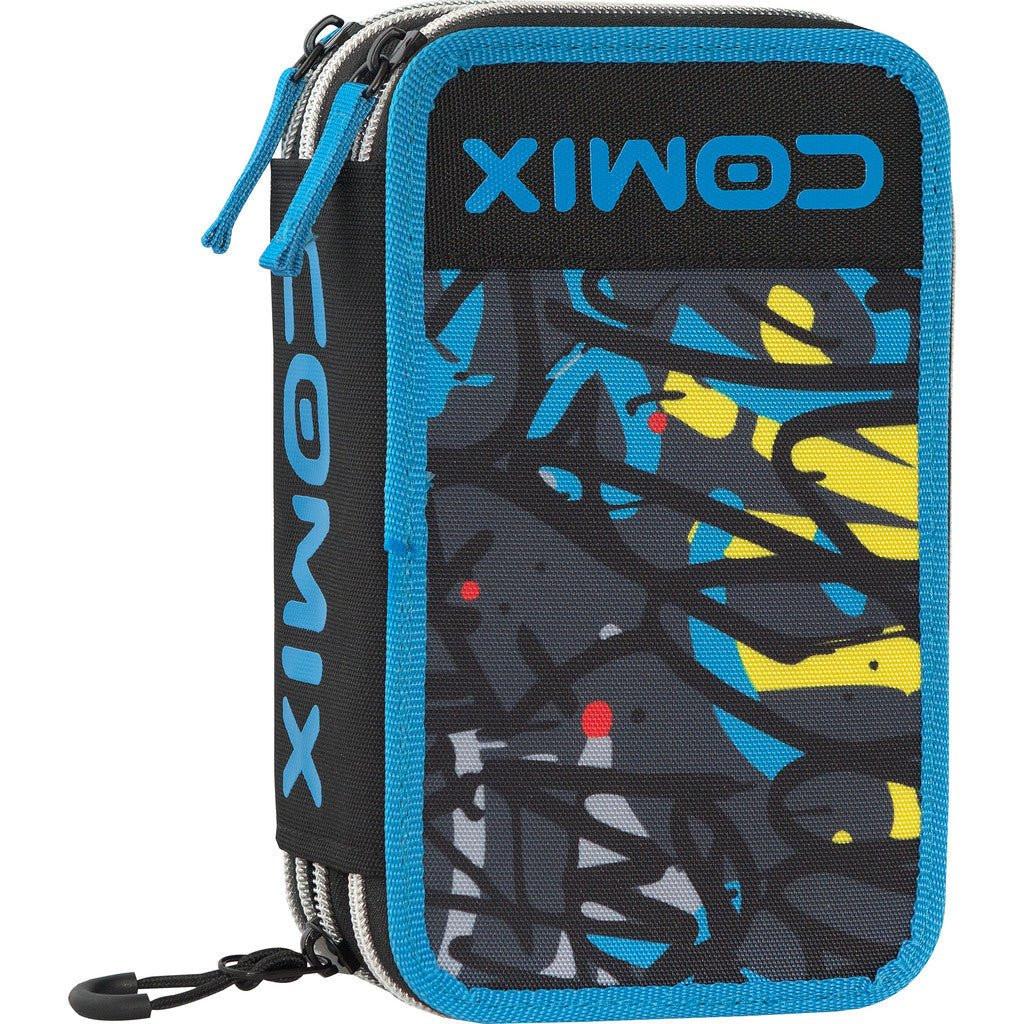 Astuccio 3 Zip Comix WBS Nero/Blu Completo 3 Scomparti.