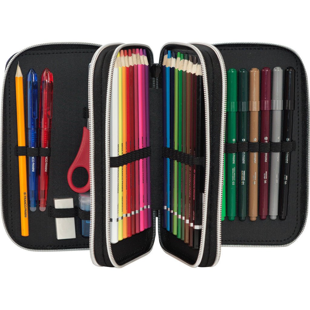 Astuccio 3 Zip Comix WBS Nero/Blu – Completo Scuola 3 Scomparti - Quiscuola.it – Zaini, Astucci e Diari Scuola