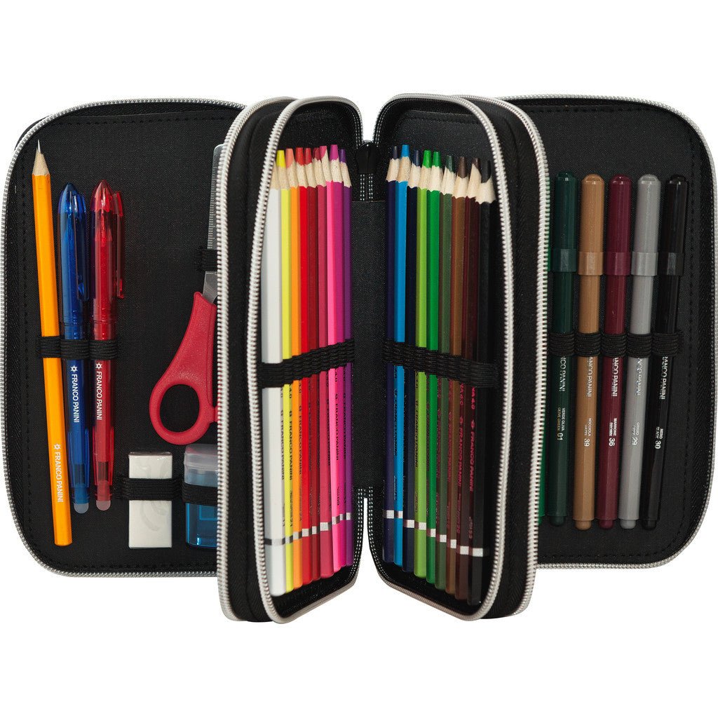 Astuccio 3 Zip Comix WBS Nero/Rosso – Completo Scuola 3 Scomparti - Quiscuola.it – Zaini, Astucci e Diari Scuola