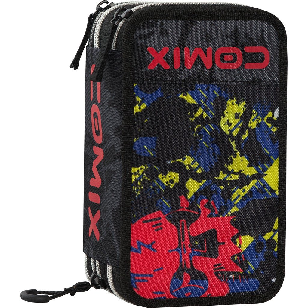 Astuccio 3 Zip Comix WBS Nero/Rosso – Completo Scuola 3 Scomparti - Quiscuola.it – Zaini, Astucci e Diari Scuola