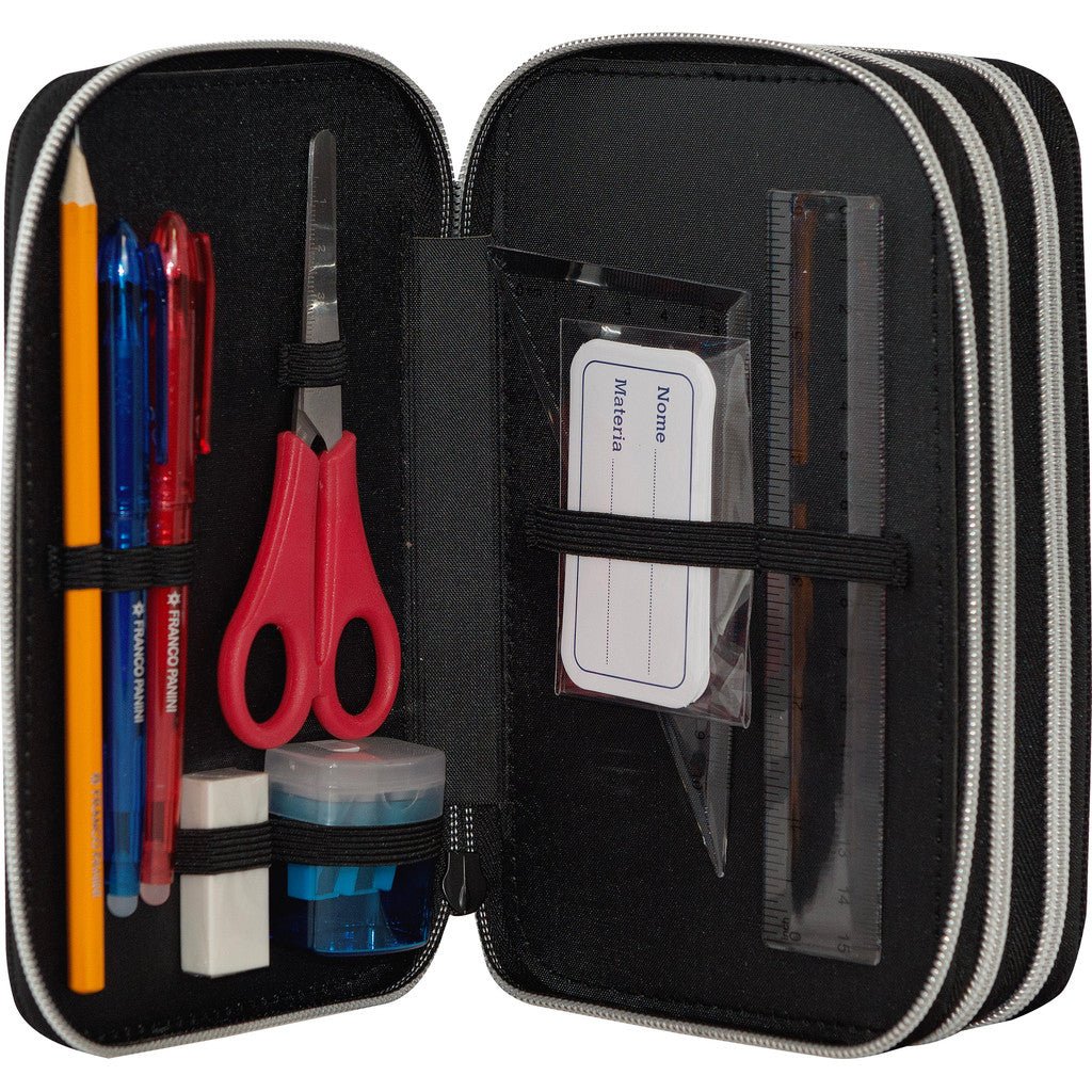 Astuccio 3 Zip Comix WBS Nero/Rosso – Completo Scuola 3 Scomparti - Quiscuola.it – Zaini, Astucci e Diari Scuola