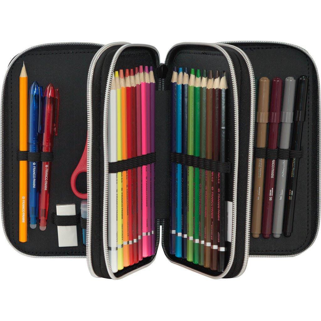 Astuccio 3 Zip Comix WBS Viola Completo 3 Scomparti.