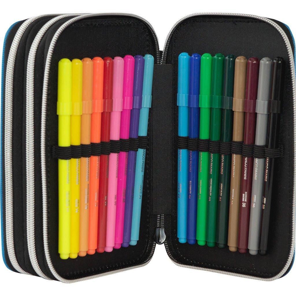 Astuccio 3 Zip Comix WBS Viola Completo 3 Scomparti.