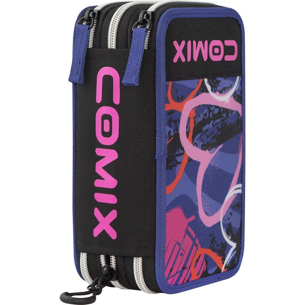 Astuccio 3 Zip Comix WBS Viola Completo 3 Scomparti.