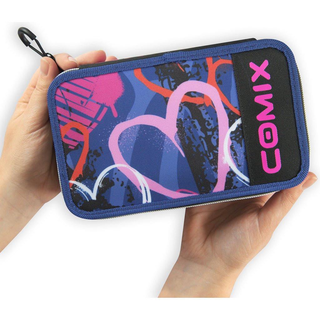 Astuccio 3 Zip Comix WBS Viola Completo 3 Scomparti.