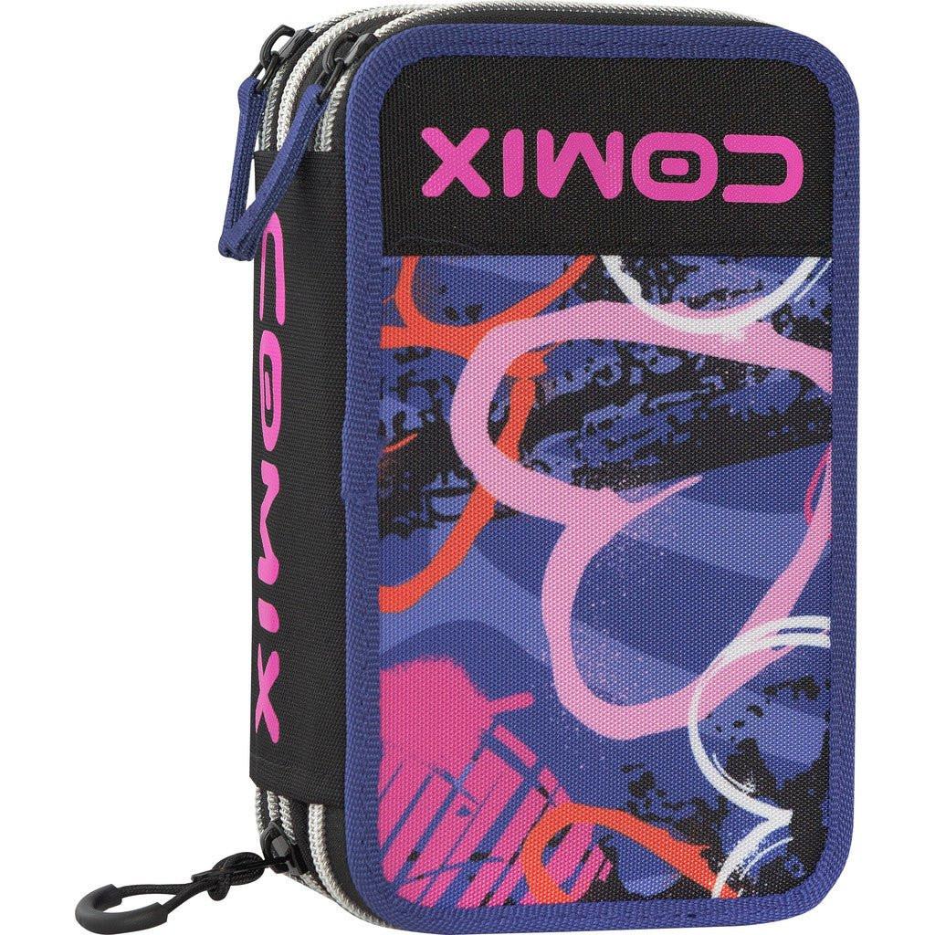 Astuccio 3 Zip Comix WBS Viola Completo 3 Scomparti.