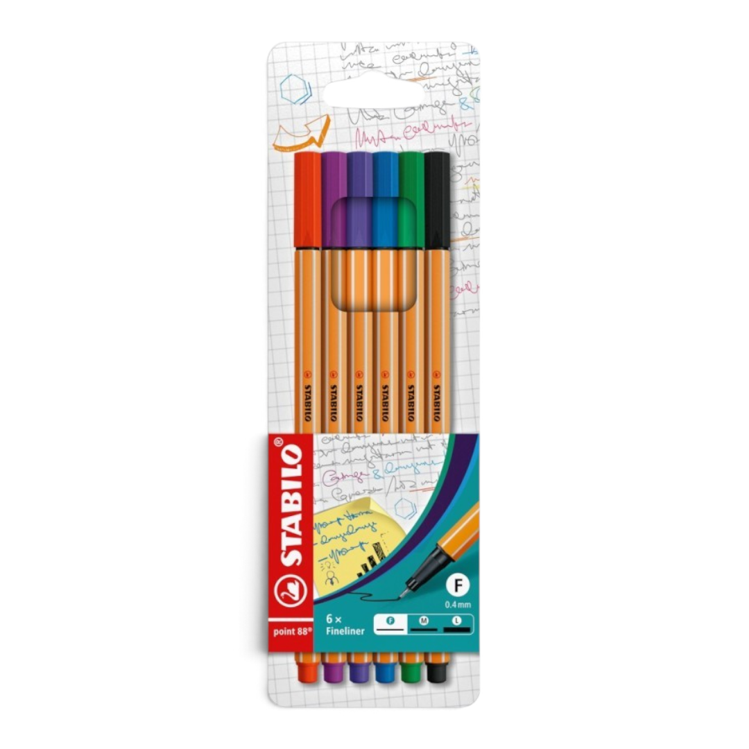 Astuccio 6 colori Penne Stabilo Point 88