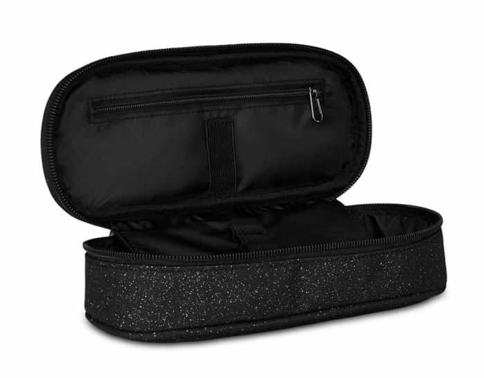 Astuccio scuola Invicta Lip Shine nero glitterato bustina ovale - foto 4