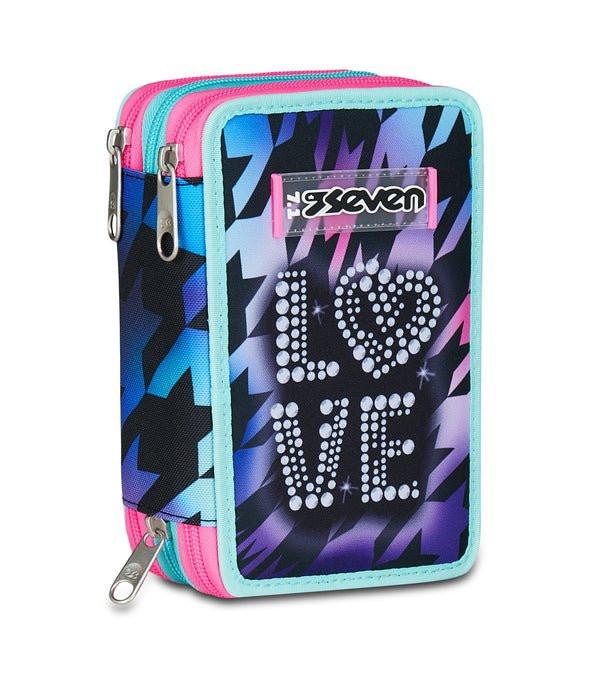 Astuccio Seven 3 Zip – Glow Love con 45 Accessori Scuola.