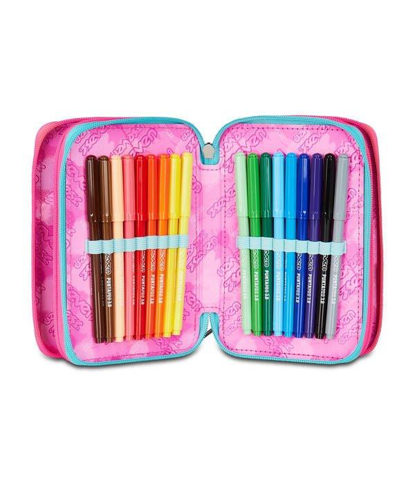 Astuccio Seven 3 Zip – Glow Love con 45 Accessori Scuola.