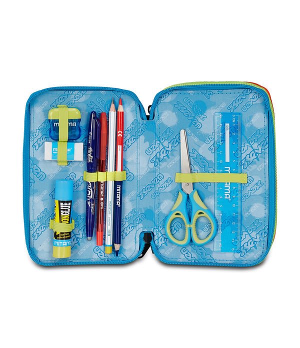 Astuccio Seven 3 Zip – Scribbled Flame con 45 Pezzi Inclusi - Quiscuola.it – Zaini, Astucci e Diari Scuola