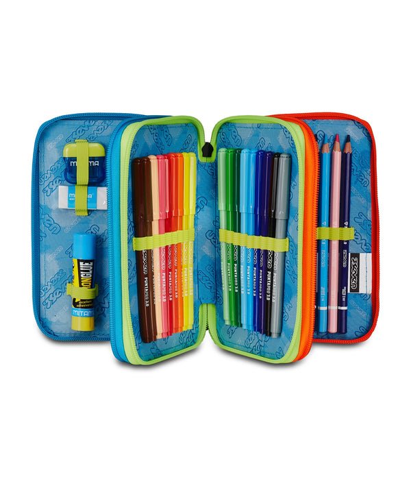 Astuccio Seven 3 Zip – Scribbled Flame con 45 Pezzi Inclusi - Quiscuola.it – Zaini, Astucci e Diari Scuola