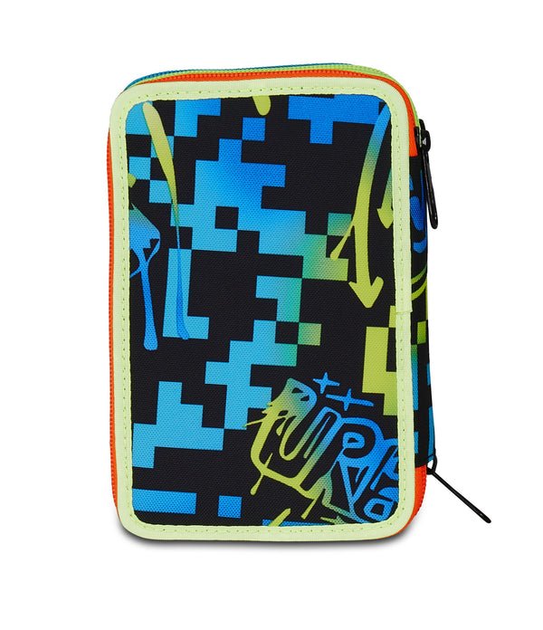 Astuccio Seven 3 Zip – Scribbled Flame con 45 Pezzi Inclusi - Quiscuola.it – Zaini, Astucci e Diari Scuola