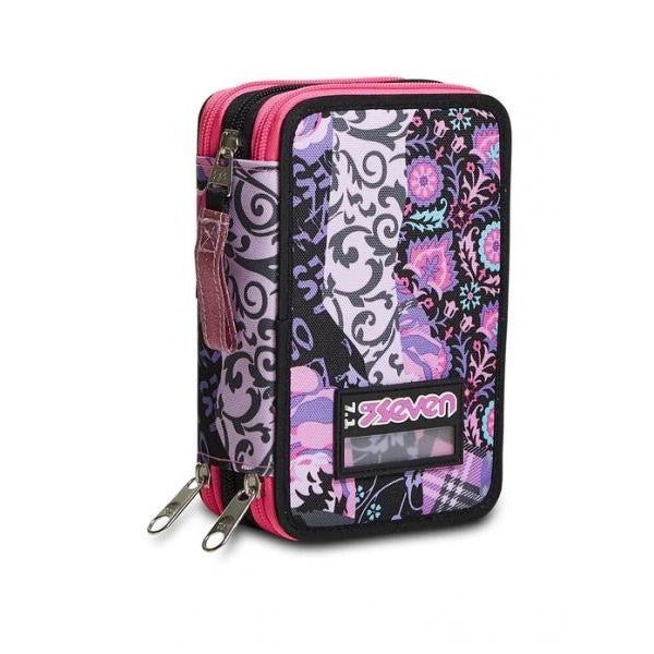 Astuccio 3 Zip Seven Rosegrove - Completo di Accessori per la Scuola - Quiscuola