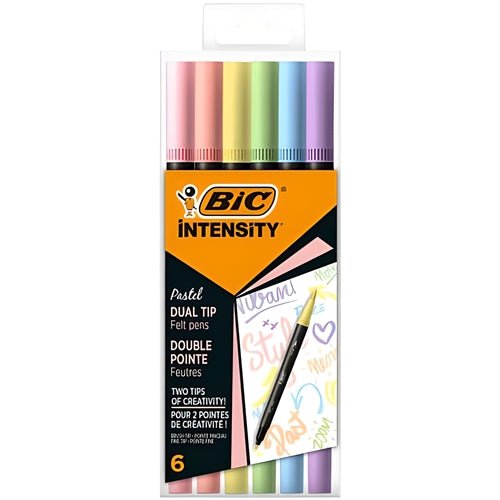 Pennarelli con Pennello BIC Dual Tip Intensity – Set da 6 Pastello - Quiscuola