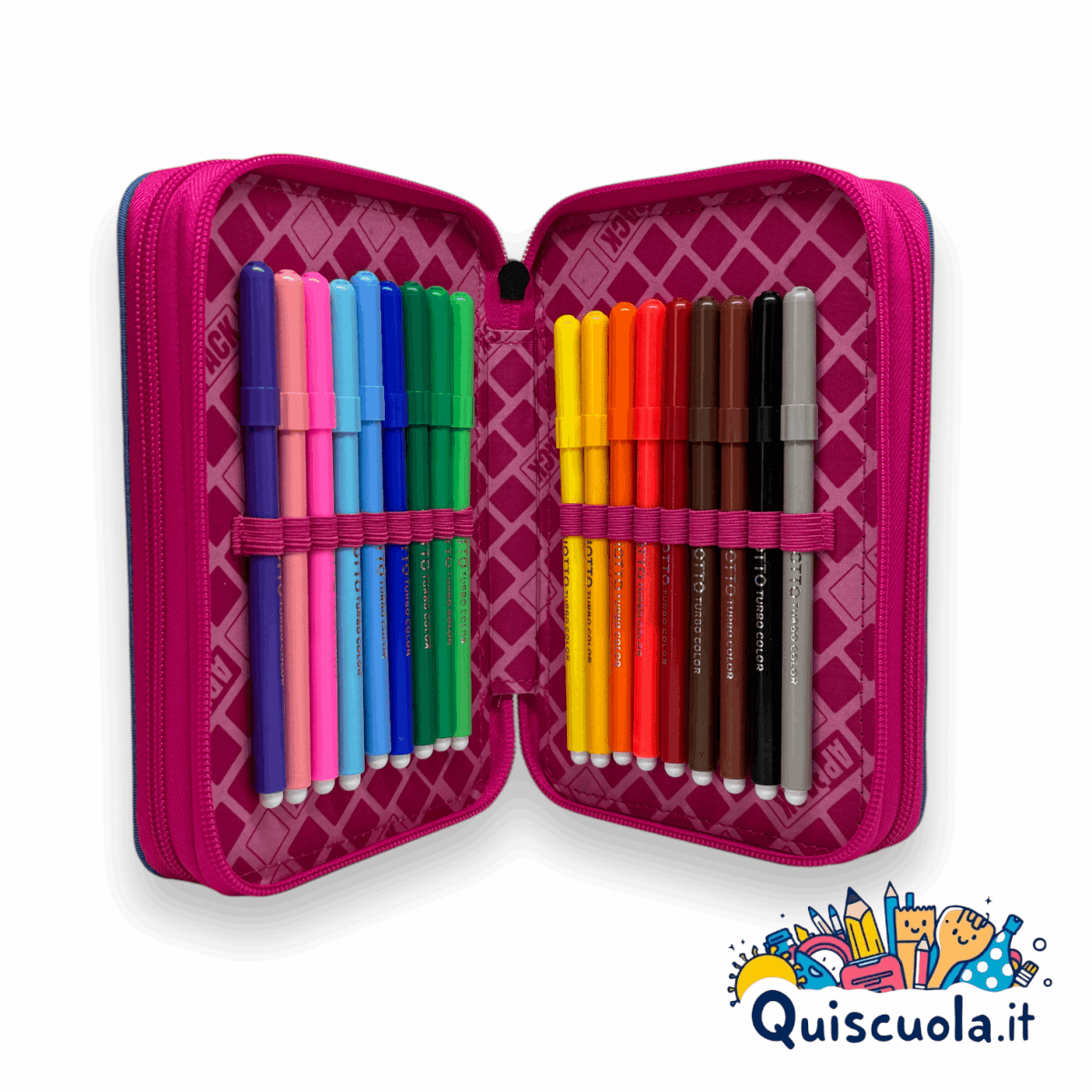 Astuccio 3 Zip Seven Multi - Shade Girl - Completo di 45 Accessori - Quiscuola