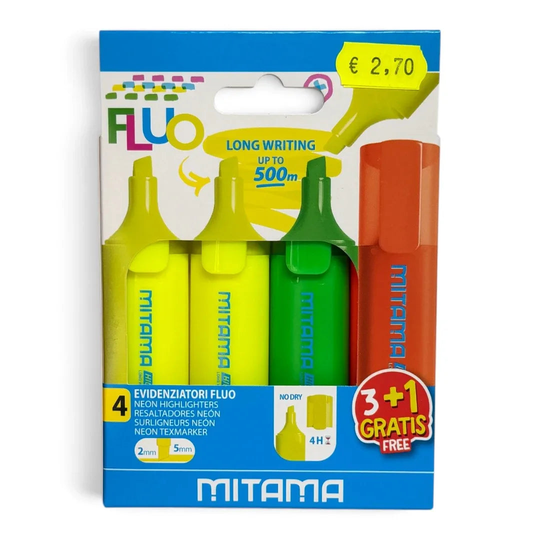 Evidenziatori fluo o pastel - Set 4pz Mitama - Fluo - foto 1